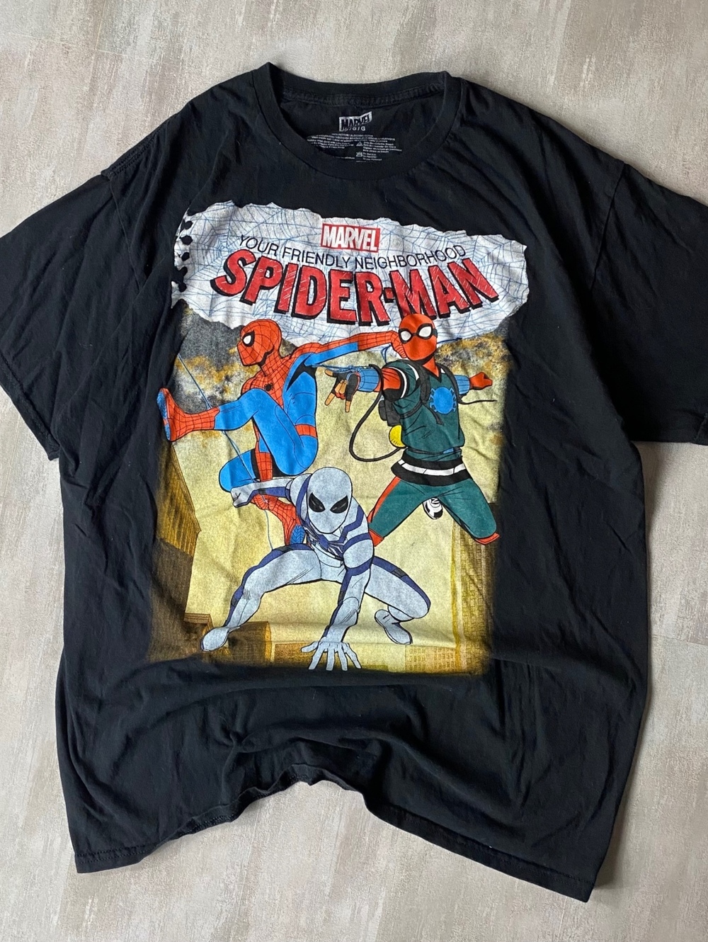 Marvel Spider-Man Comic Graphic Tee Shirt Black Mens Large Superhero